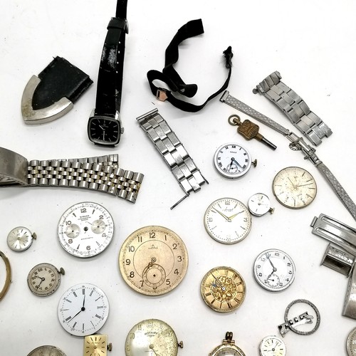 823 - Quantity of mostly wristwatch movements including Silver Rolex case, Omega, Siduna, Blancpain, chron... 