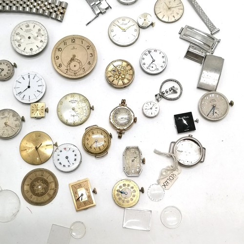 823 - Quantity of mostly wristwatch movements including Silver Rolex case, Omega, Siduna, Blancpain, chron... 