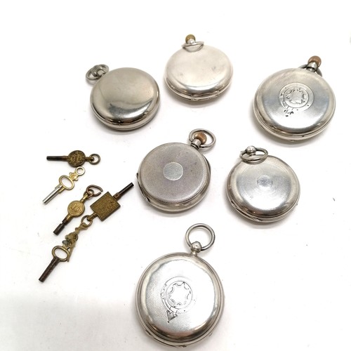 825 - 6 x vintage / antique pocket watches (5 silver cased) inc J W Benson half hunter (50mm case) with or... 