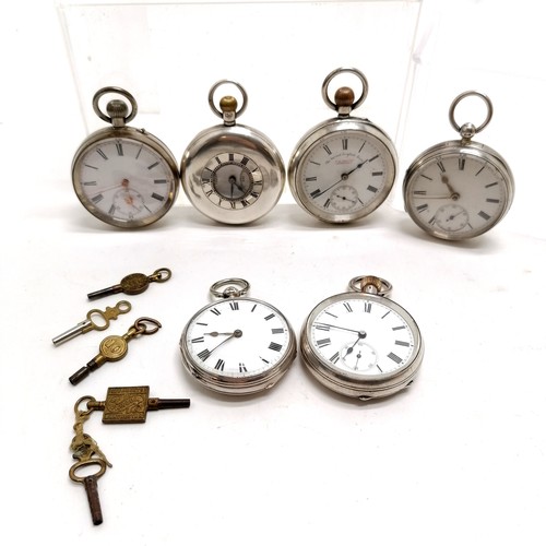 825 - 6 x vintage / antique pocket watches (5 silver cased) inc J W Benson half hunter (50mm case) with or... 