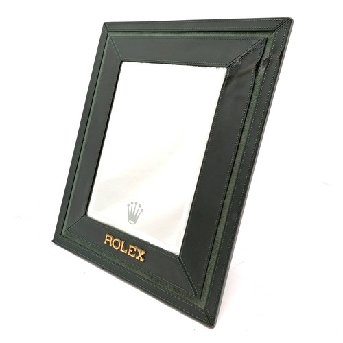 827 - Rolex dealership original mirror in green leather & gold tone detail with bevelled mirrorplate - 30c... 