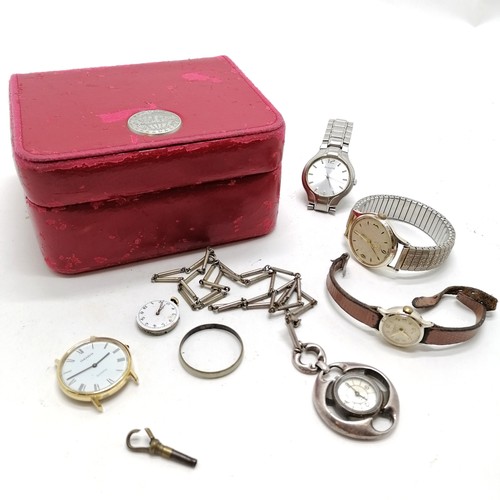 830 - Omega box (worn) with 5 watches for spares / repairs