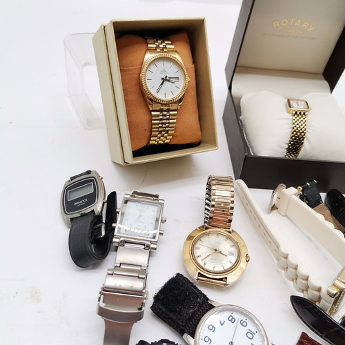 834 - Qty of quartz wristwatches inc gold plated Gucci (has wear), Raymond Weil, boxed ladies Rotary etc -... 