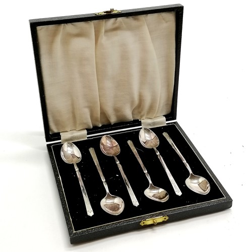 875 - 1920 cased set of 6 x Art Deco silver teaspoons - 10cm & 52g ~ no obvious damage