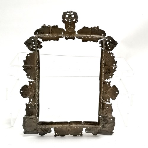 879 - Antique unmarked continental silver frame with unusual construction of cast panels depicting figural... 