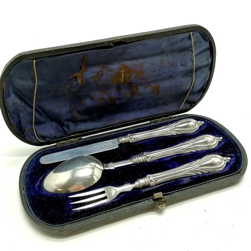 890 - 1874 silver Christening set by George Unite in original fitted box (18cm long) - silver weight 46g ~... 