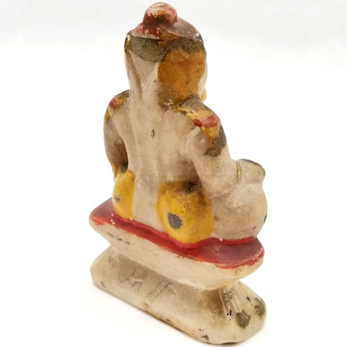 47 - Carved stone figure of the Monkey King, with hand painted highlights, 12.5 cm high, 8 cm wide.