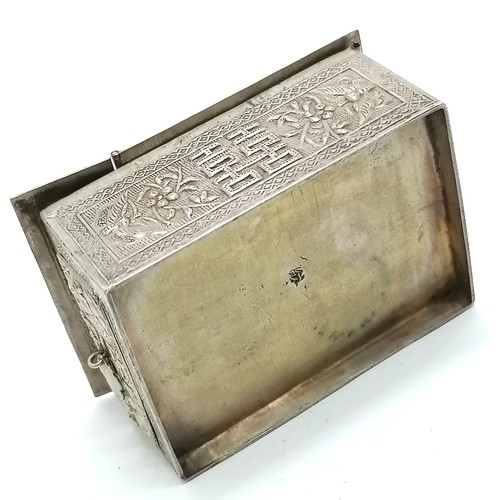 49 - Antique Chinese silver marked miniature vanity box with fold out easel mirror and single drawer 6.5c... 