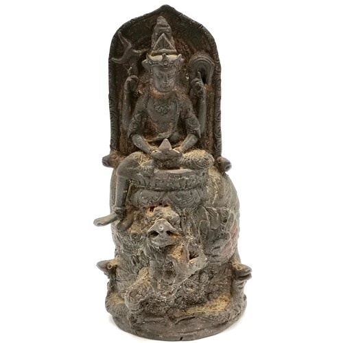 54 - Antique Indian bronze figure of Vishnu & Garuda with 2 serpents to base - 18.5cm high