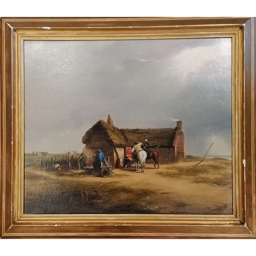 63 - John Whetton Ehninger (1827-89) oil painting on canvas of Cabo virgenes, Argentina - frame 72cm x 63... 