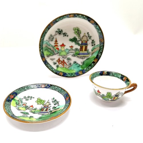 70 - Miniature Crown Staffordshire Ye Olde Willow trio, plate 8cm diameter - no obvious damage