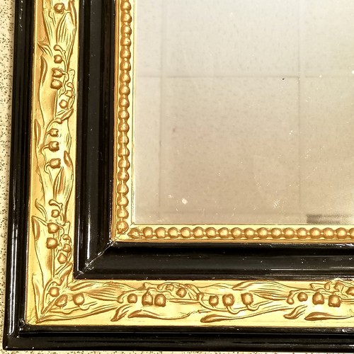 80 - Antique over mantle mirror with ebonised & gold painted detail - 69cm x 52cm