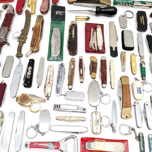 90 - Large lifetime collection of penknives / sheath knives etc inc some antique, advertising, novelty, p... 