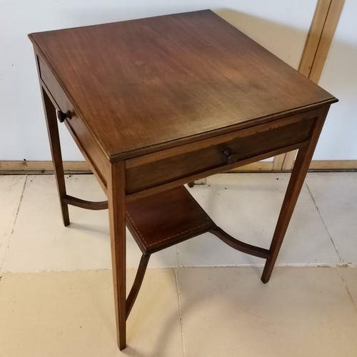 101 - The New Britisher Edwardian antique mahogany card table with strung inlay & 2 unusual swing drawers ... 