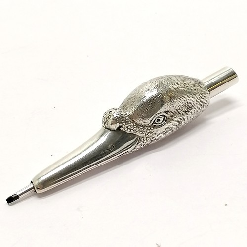 103 - Victorian unmarked silver Sampson Mordan novelty duck / swan head propelling pencil (Regd 16638) - @... 