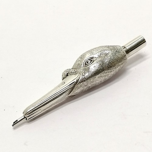 103 - Victorian unmarked silver Sampson Mordan novelty duck / swan head propelling pencil (Regd 16638) - @... 