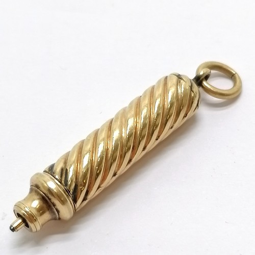 105 - Sampson Mordan & Co unmarked gold propelling pencil with spiral design case - 9cm long extended & 11... 