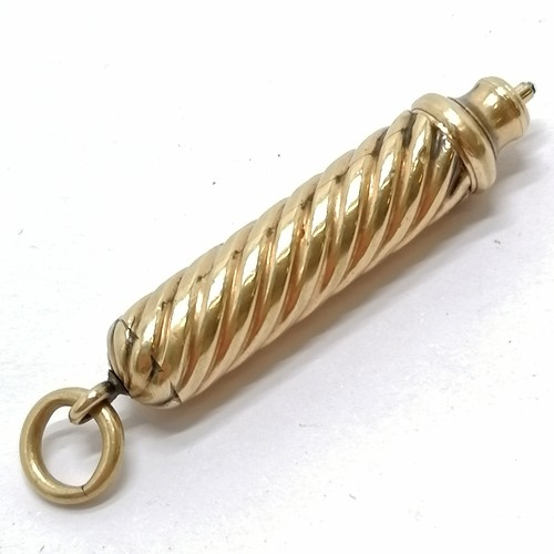 105 - Sampson Mordan & Co unmarked gold propelling pencil with spiral design case - 9cm long extended & 11... 