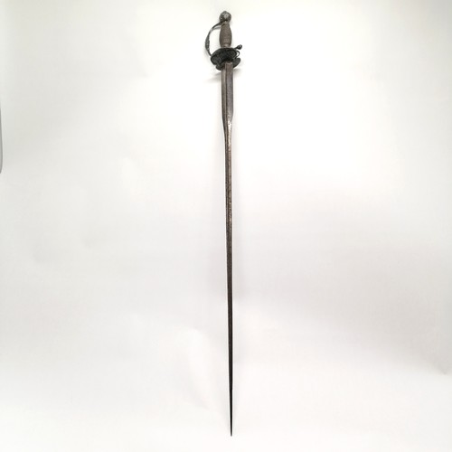 111 - 18th century continental antique sword - indistinctly marked silver handle, grip & crossguard with v... 