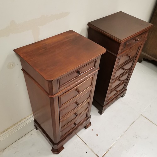 125 - French mahogany bedside cupboards, fitted with single frieze drawer above enclosed door, 41 cm wide,... 