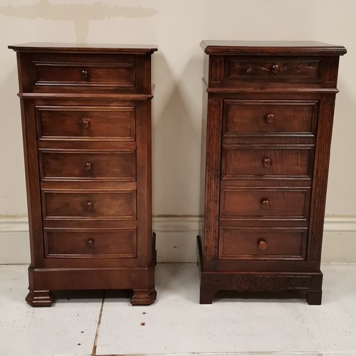 125 - French mahogany bedside cupboards, fitted with single frieze drawer above enclosed door, 41 cm wide,... 