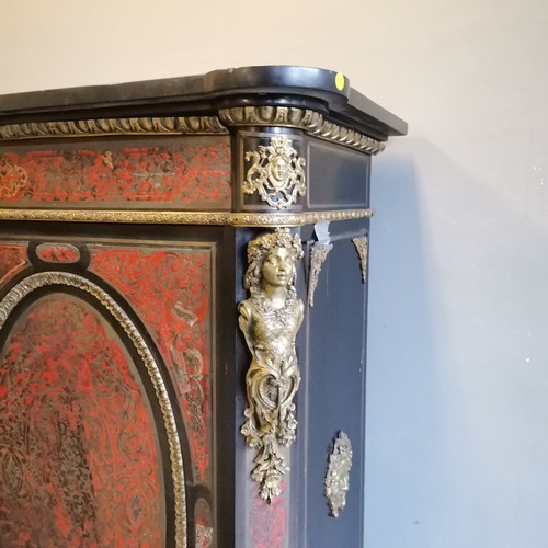 137 - Antique French Boulle work and gilded ormolu mounted side cabinet, some losses to brass inlay, but l... 