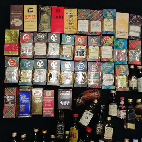 139 - Large qty / collection (100+) of mostly miniature scotch whisky inc boxed Macallan 1⅔ fl oz 12 year ... 