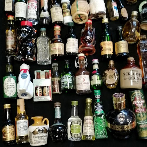 144 - 98 x miniature collection of spirits, liqueurs etc inc Oban whisky, Drambuie, Calvados, Dimple, Bush... 