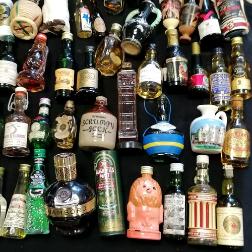 144 - 98 x miniature collection of spirits, liqueurs etc inc Oban whisky, Drambuie, Calvados, Dimple, Bush... 