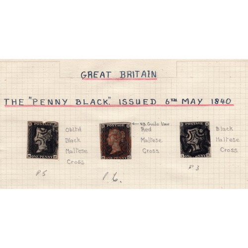 170 - GB stamp collection inc 3 x 1d penny blacks, 1934 re-engraved set of seahorse stamps etc