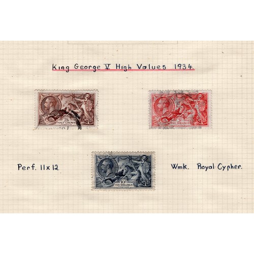 170 - GB stamp collection inc 3 x 1d penny blacks, 1934 re-engraved set of seahorse stamps etc