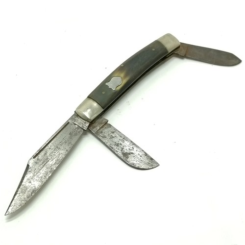 173 - Antique premium stock continental knife by CK with horn panels - 13cm closed