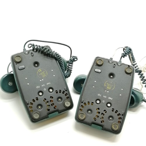 178 - Pair of vintage green telephones - both converted but untested- in good used condition