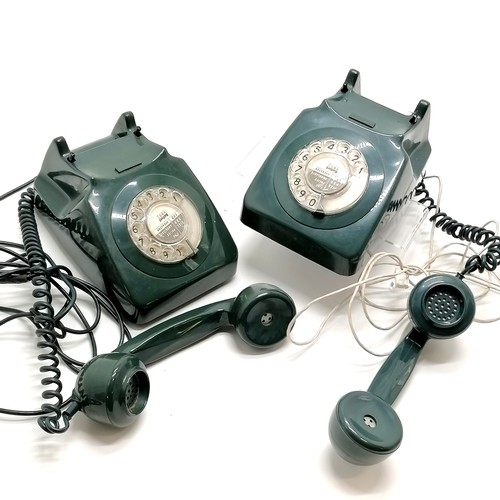 178 - Pair of vintage green telephones - both converted but untested- in good used condition