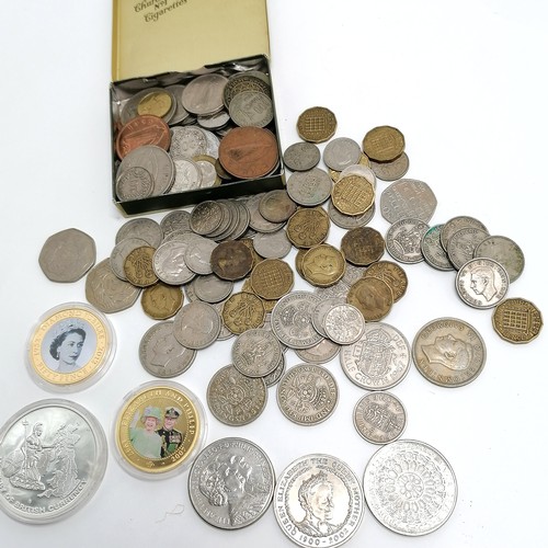 181 - Qty of mostly GB coins inc 3 x £5 coins, silver coins (50% silver total weight @ 523g) etc