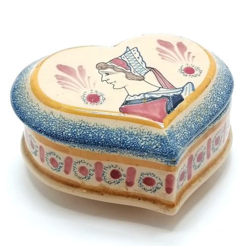 185 - Quimper heart shaped trinket box, scottie dog (14cm high), tailors dummy design box etc - Quimper bo... 