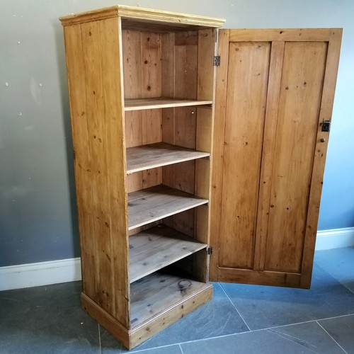 191 - Antique pine single door larder/ utility cupboard, with single door revealing fitted shelf interior,... 