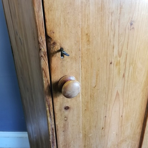 191 - Antique pine single door larder/ utility cupboard, with single door revealing fitted shelf interior,... 