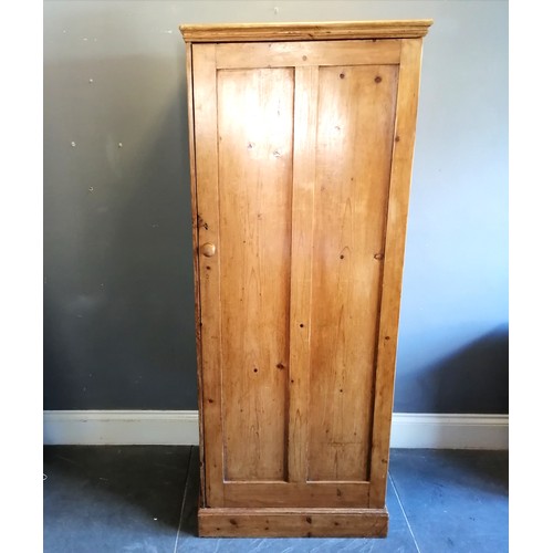 191 - Antique pine single door larder/ utility cupboard, with single door revealing fitted shelf interior,... 