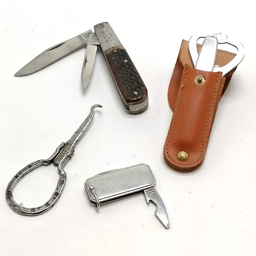 192 - Georg Wostenholm I.XL pocket knife with antler handle - 15cm extended & no obvious damage t/w antiqu... 