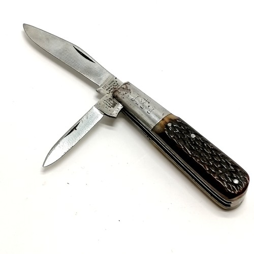 192 - Georg Wostenholm I.XL pocket knife with antler handle - 15cm extended & no obvious damage t/w antiqu... 