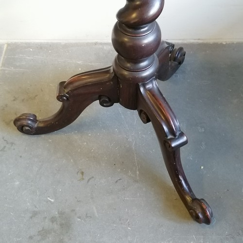 193 - Victorian mahogany occasional table on barley twist support, terminating on tripod carved cabriole l... 