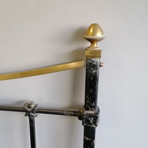 206 - Antique brass and iron bed frame, 137 cm wide, 206 cm length, 145 cm high at highest point. complete... 