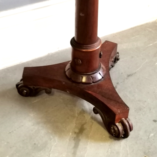 222 - Antique Rosewood plant stand, on turned circular column terminating tripod base, water damage & dama... 