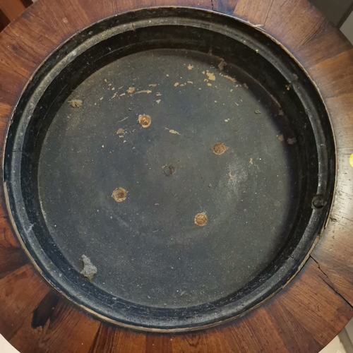 222 - Antique Rosewood plant stand, on turned circular column terminating tripod base, water damage & dama... 