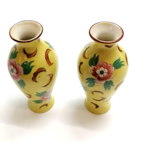 233 - Limoges pair of vases with yellow ground (9.5cm), Nao duck, Crown Staffordshire lidded miniature vas... 