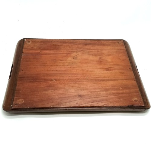 274 - Vintage wooden tray with butterfly wing detail & inlaid banding - 54cm x 36cm & no obvious damage