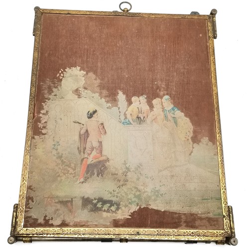 276 - Antique Triptych dressing table/wall mirror with gilt metal frame with classical garden scene textil... 