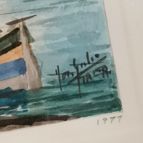 294 - 2 x 1977 Joseph Galea (1904-85) signed watercolour paintings of Malta (Grand harbour & Marsaxlokk fi... 