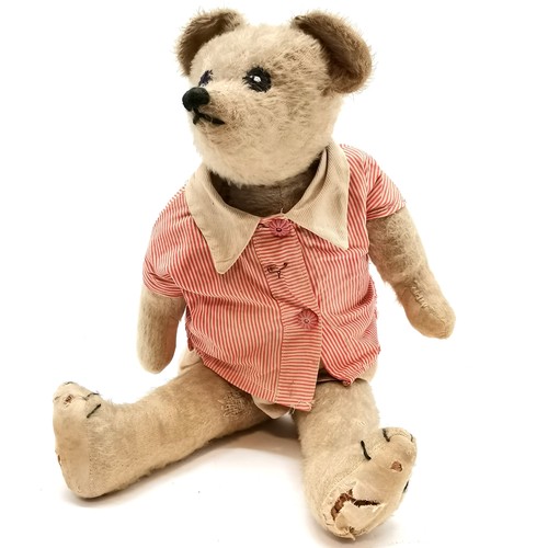 4 - Antique mohair straw filled Teddy Bear, pads need attention, repair to 1 leg, 58 cm length.